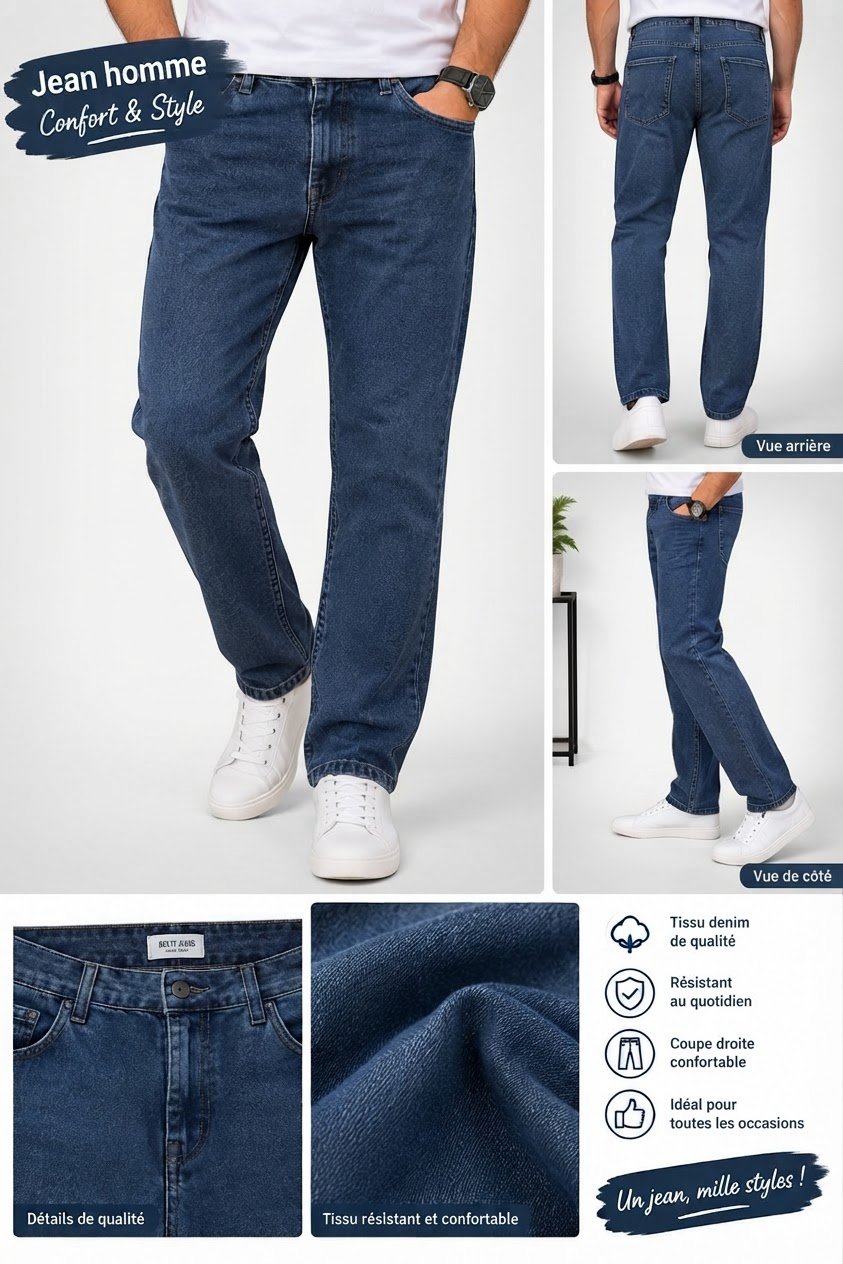 Jean homme bleu denim