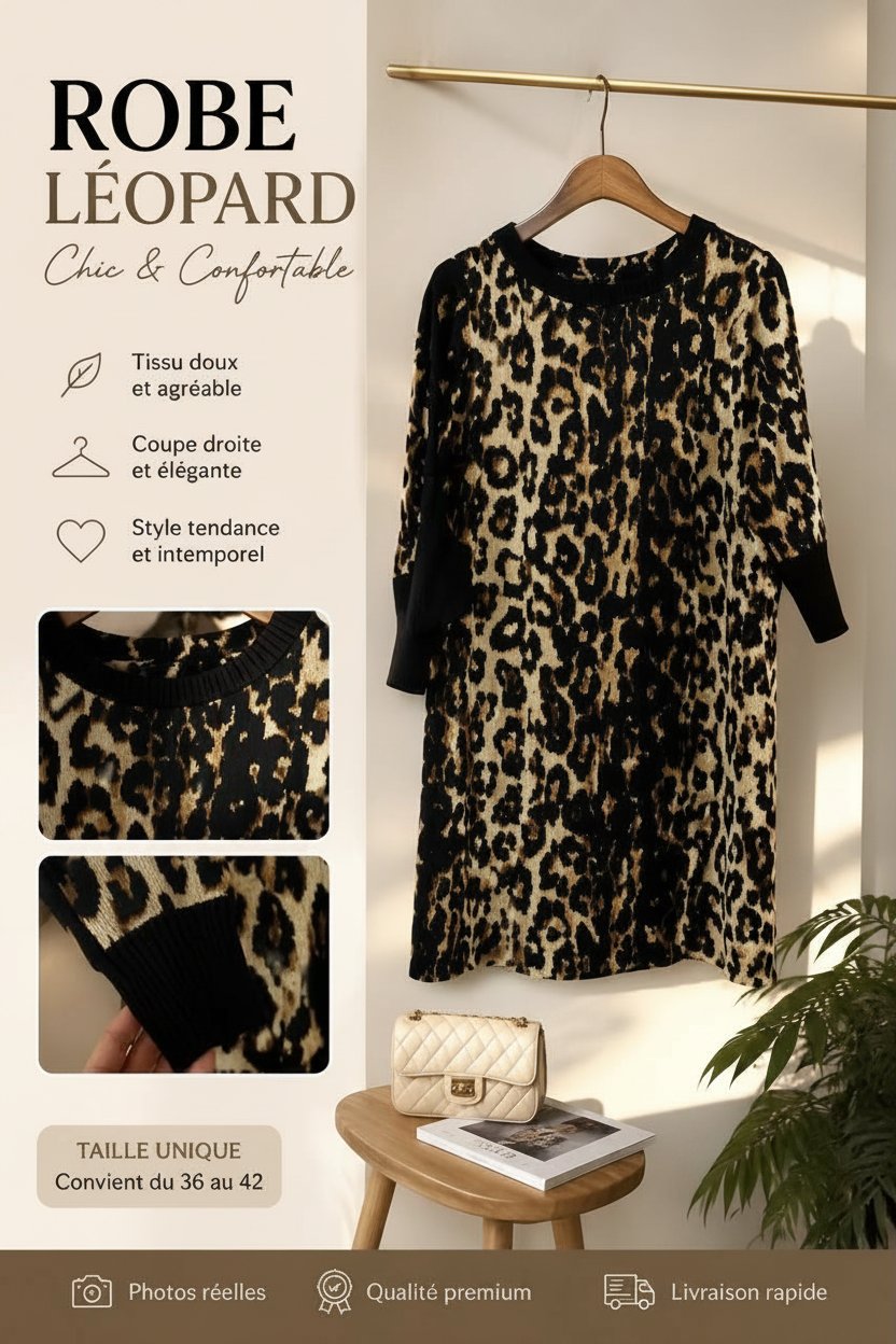 Robe chic couleur lèopard taille 40