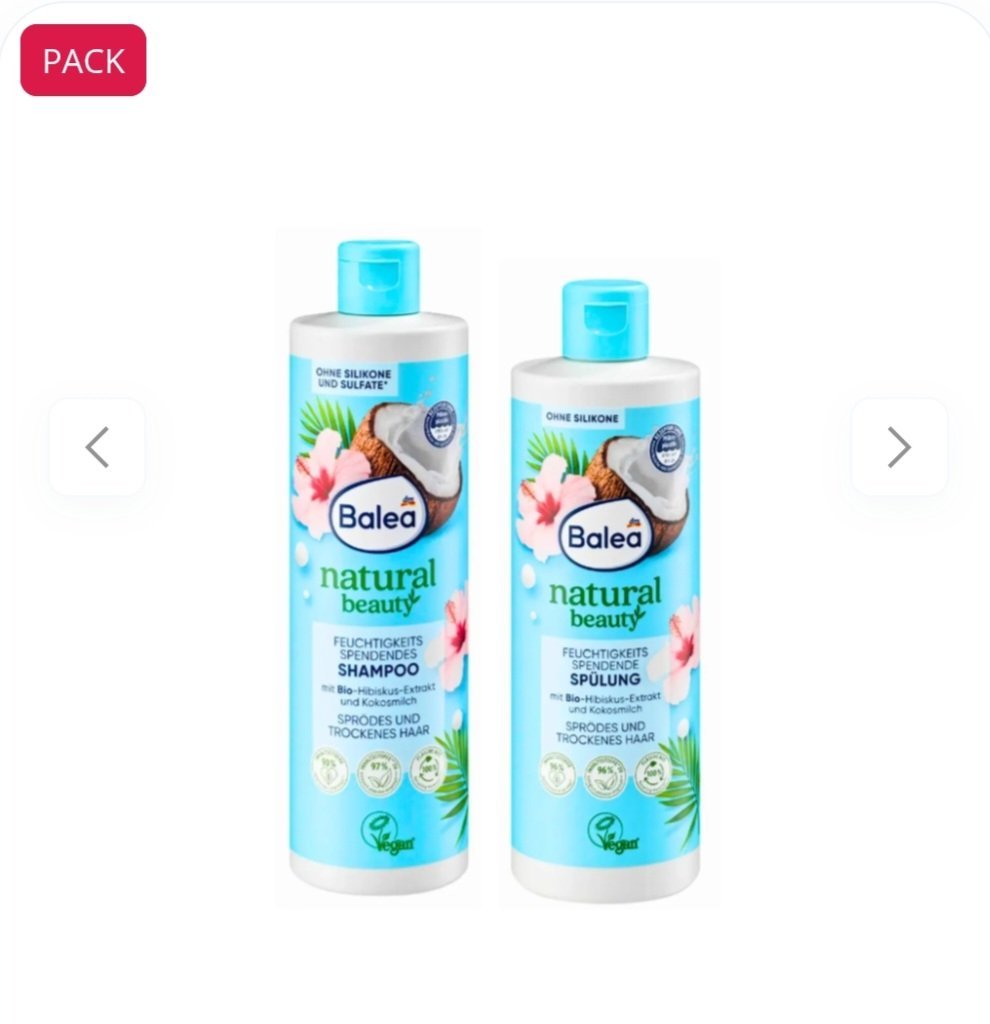 Pack balea Natural Beauty shampooing– après-shampooing hydratant