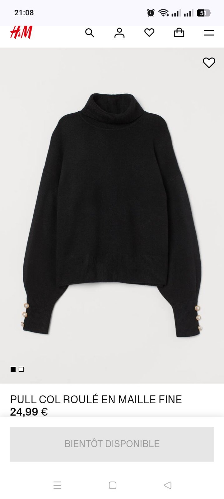 Pull col roulé en maille fine 