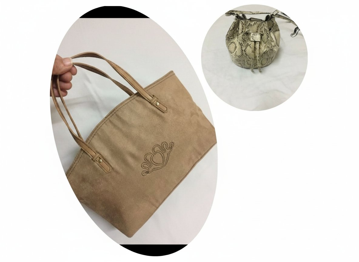 Lot de petits sacs: sac seau h&m motif serpent + sac beige 