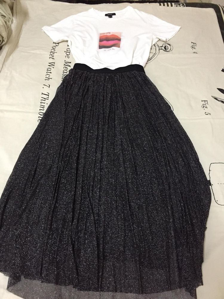 Lot : pull + jupe argenté 