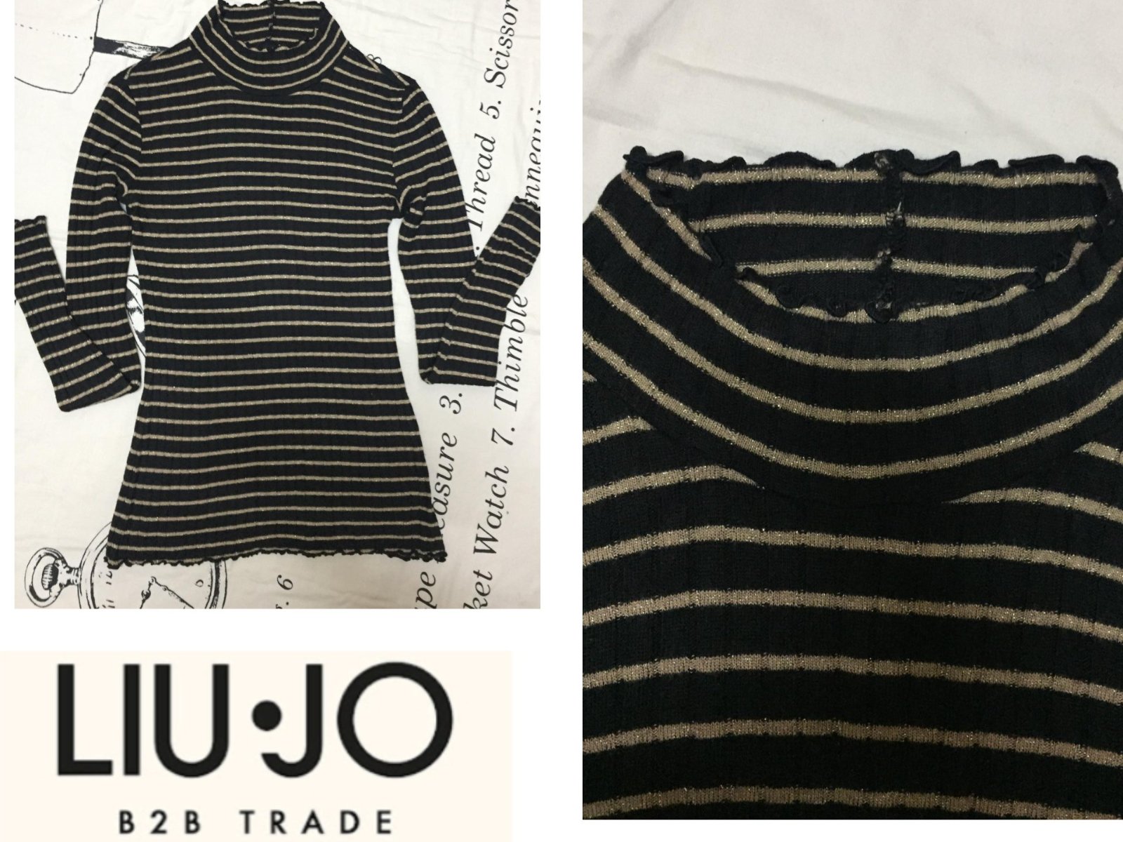Pull noir rayer en doré 