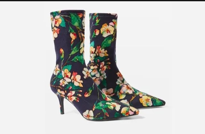 Bottines montantes en tissu imprimé fleuri 
