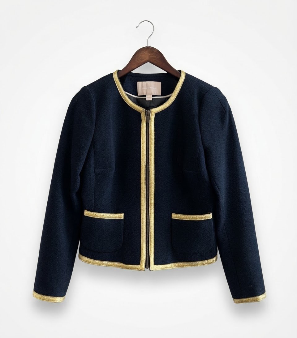 Banana Republic tweed , blue and gold blazer 