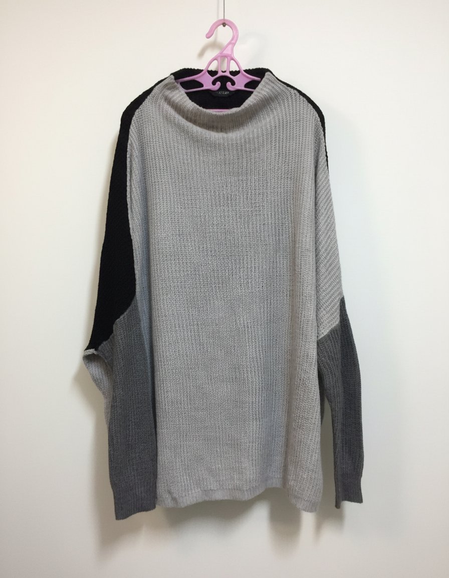 Pull oversized, gris et noir