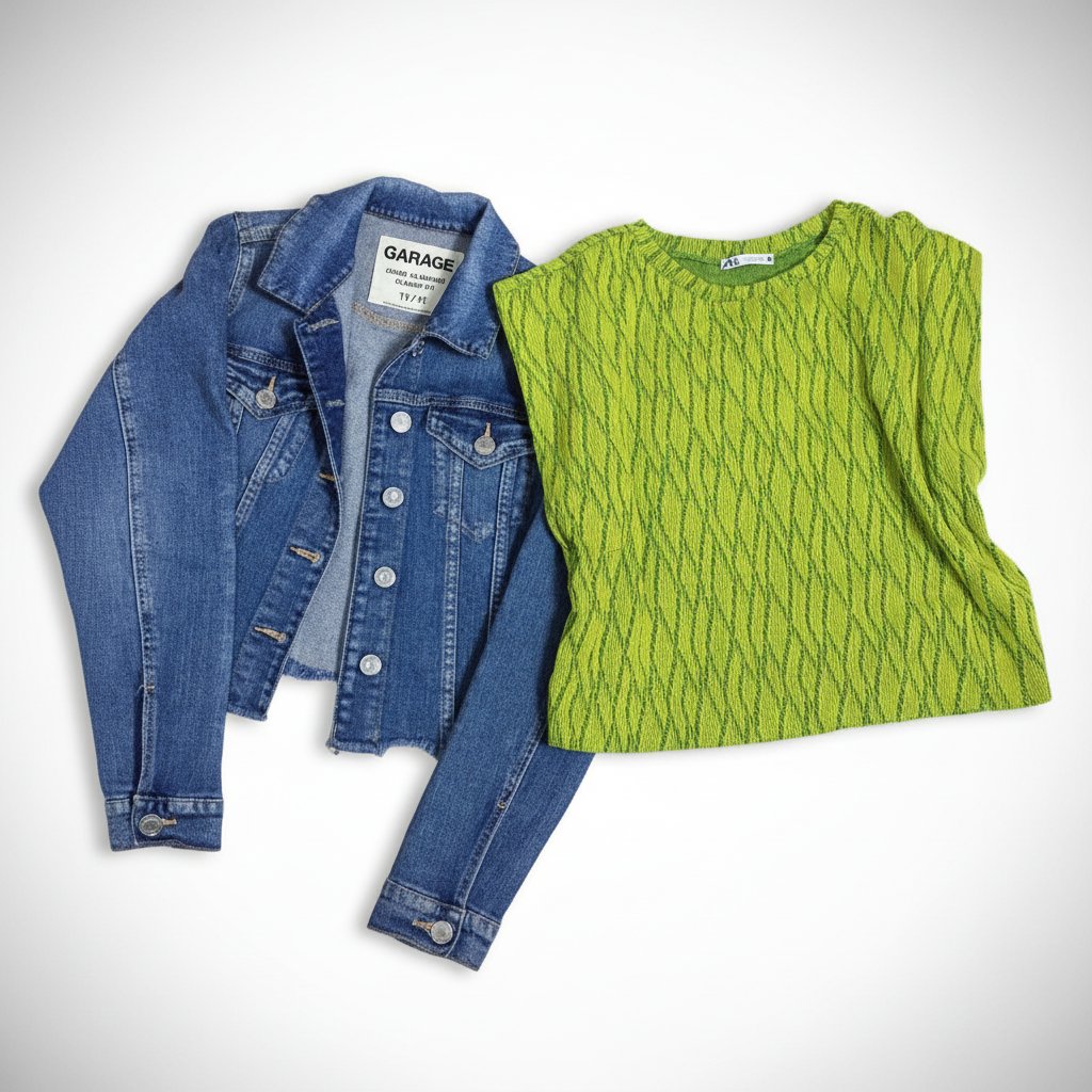 Lot : veste jeans courte marque Garage  + top zara