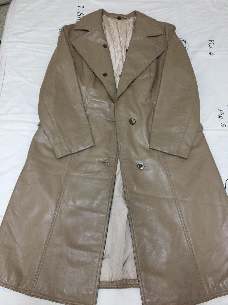 Long vrai cuir vintage manteau, comme neuf