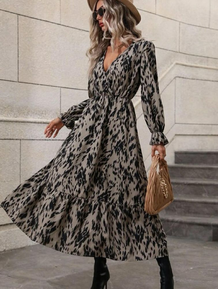 Robe imprimé, manches  a volants 