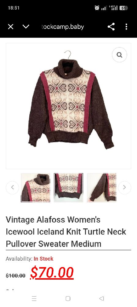 Pull marque Alafoss, pure laine 