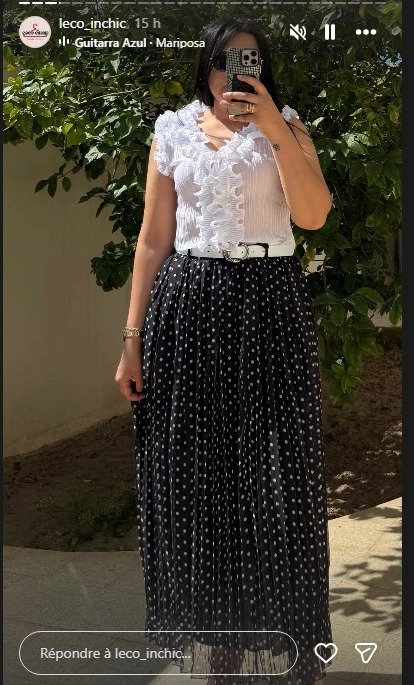 Jupe plissée élégante à taille élastique à pois noirs et blancs pour femmes