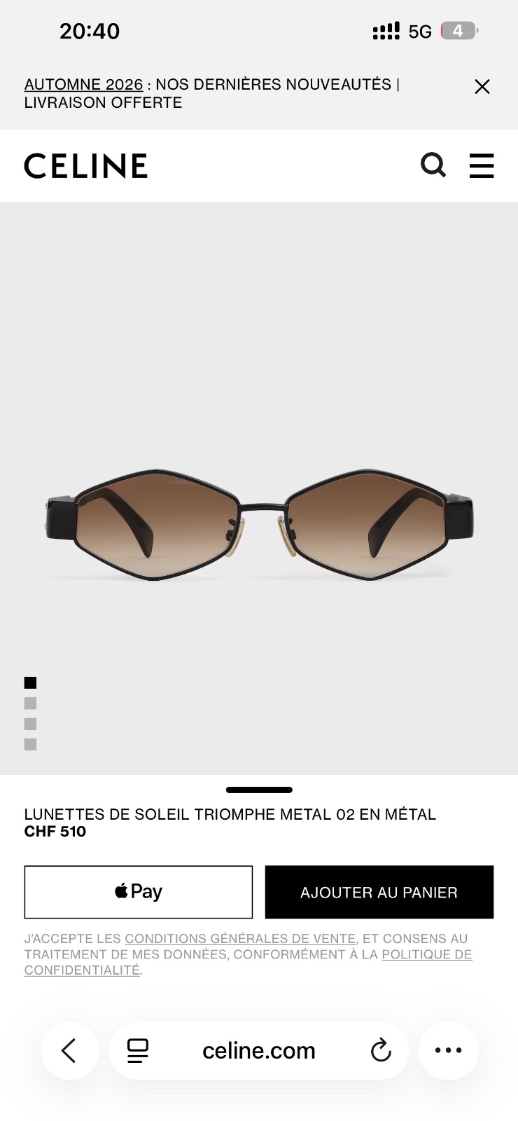 Lunettes de soleil CELINE – Triomphe Metal