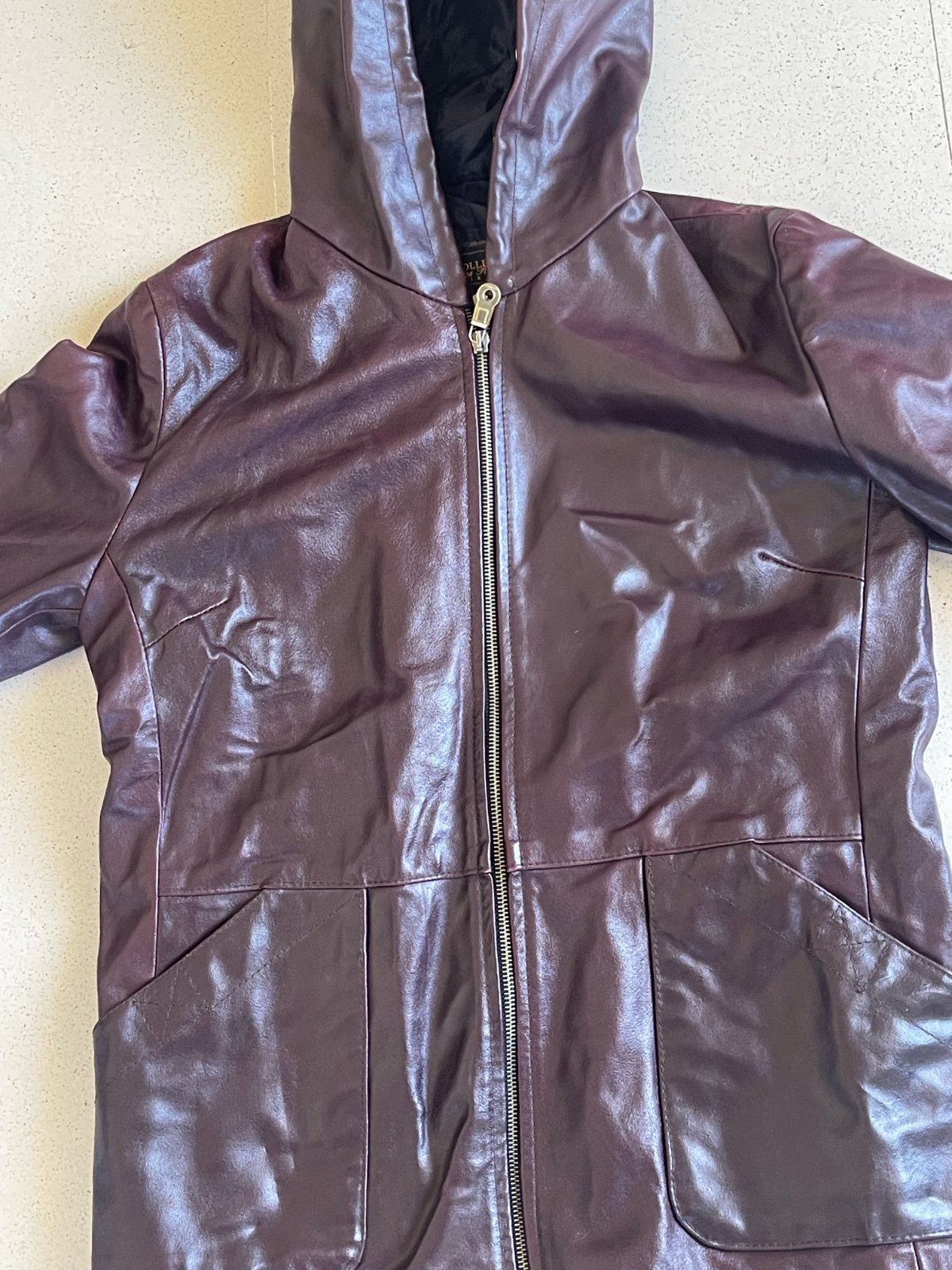Veste cuir burgundy 