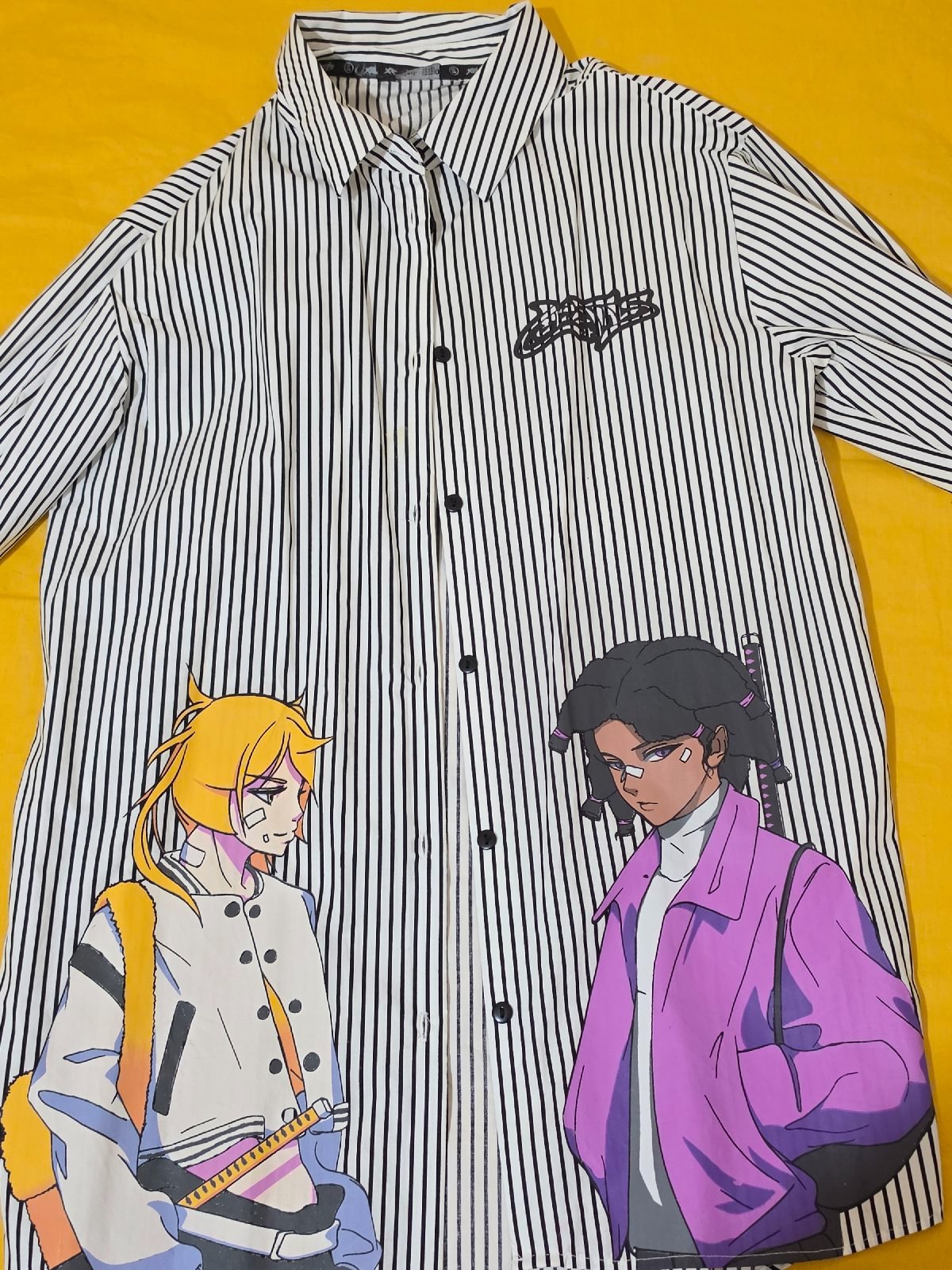 Chemise rayée motif anime