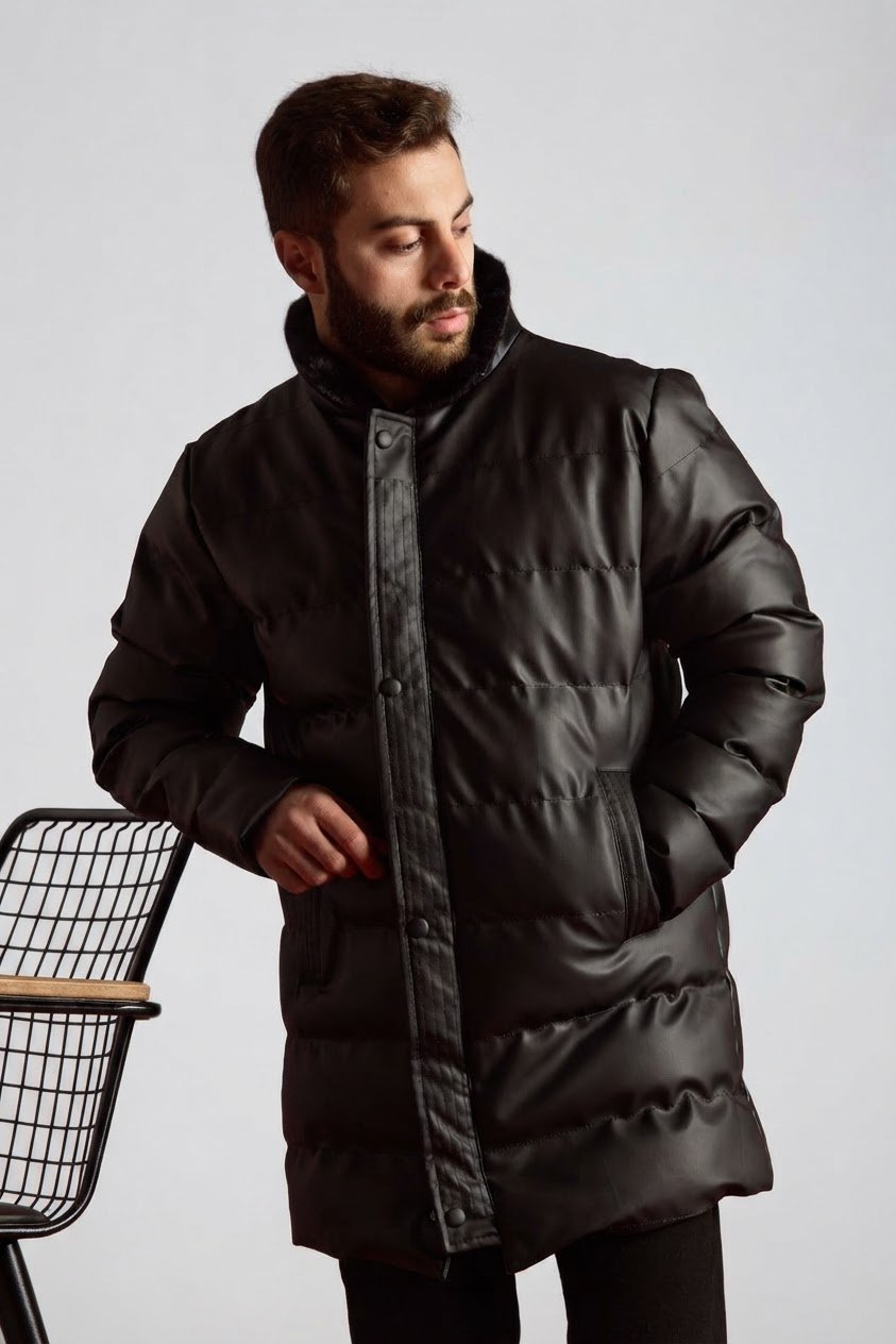 Manteau homme cuir Noir importe men turkey taille M 