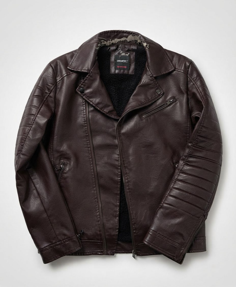 Veste cuir Marron taille M defaut ta9chir fi col w ta9ti3a f yedha ne9sa 5yata kif tsawer 