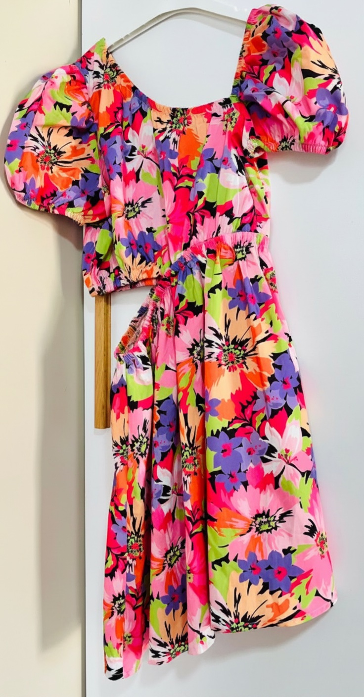 Robe rose fleuries