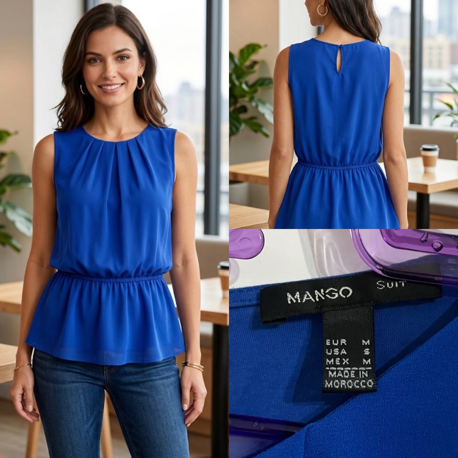 💙 Haut sans manches Mango de couleur bleu roi 💙