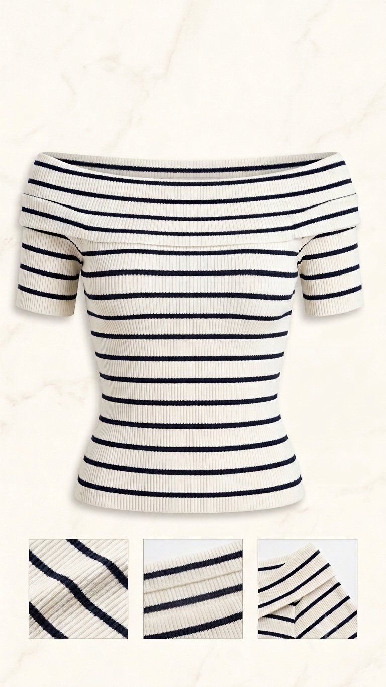 Top Blanc cassé avec rayures 