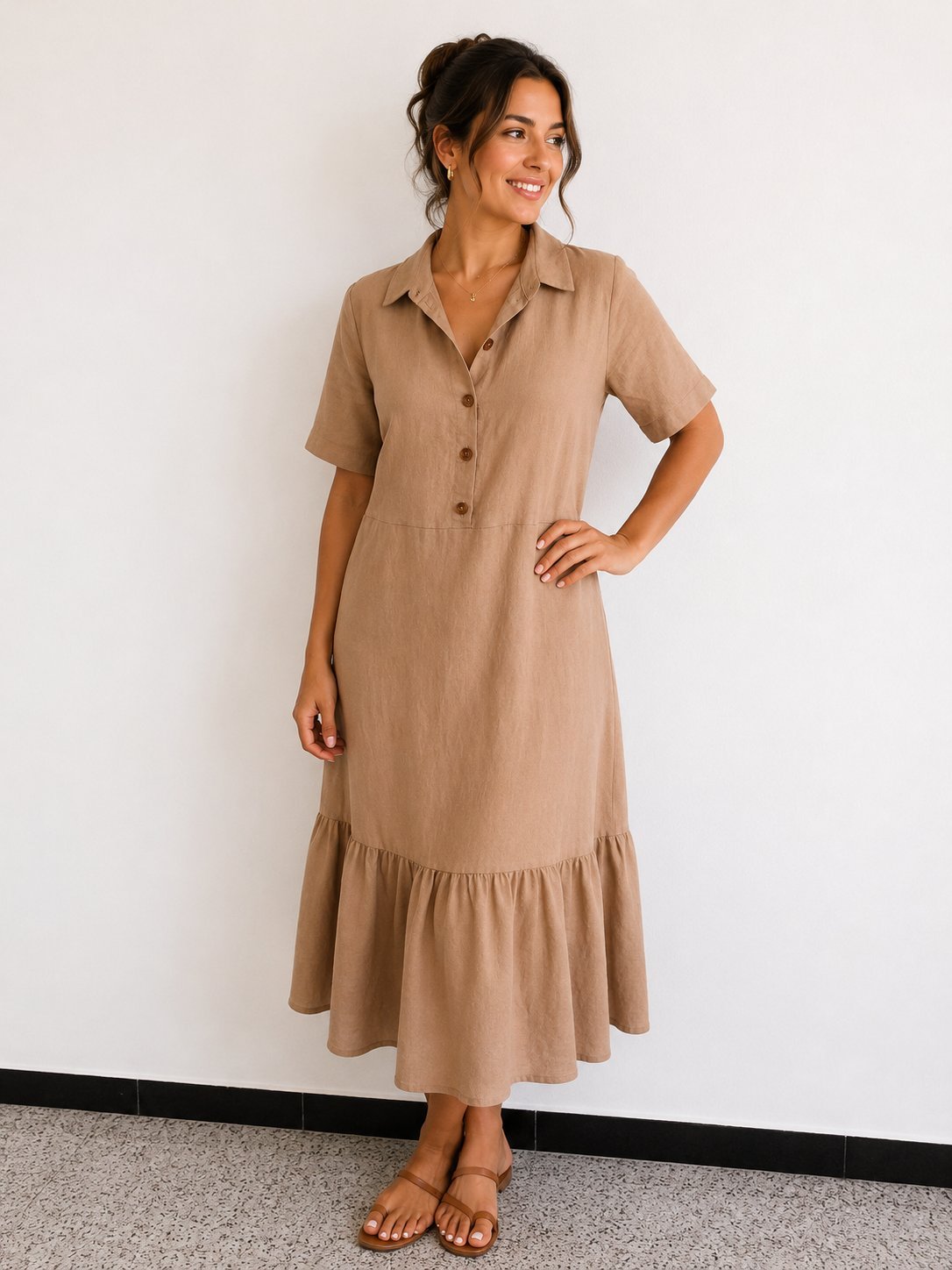 Robe midi camel