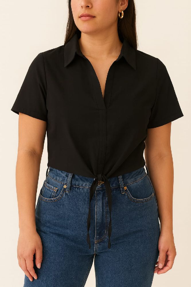 Chemise cropped noir