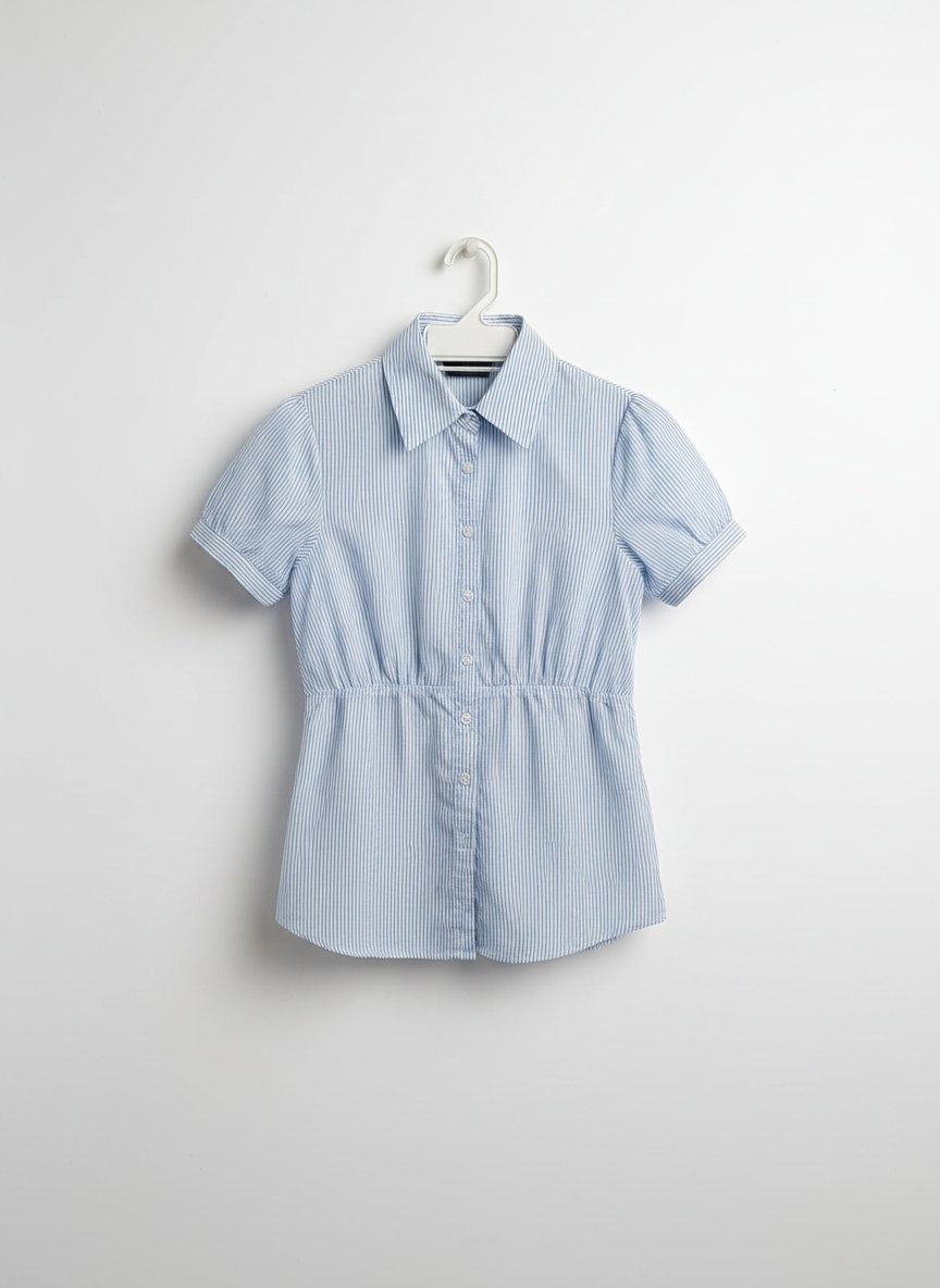 Chemise femme rayée bleu ciel et blanc