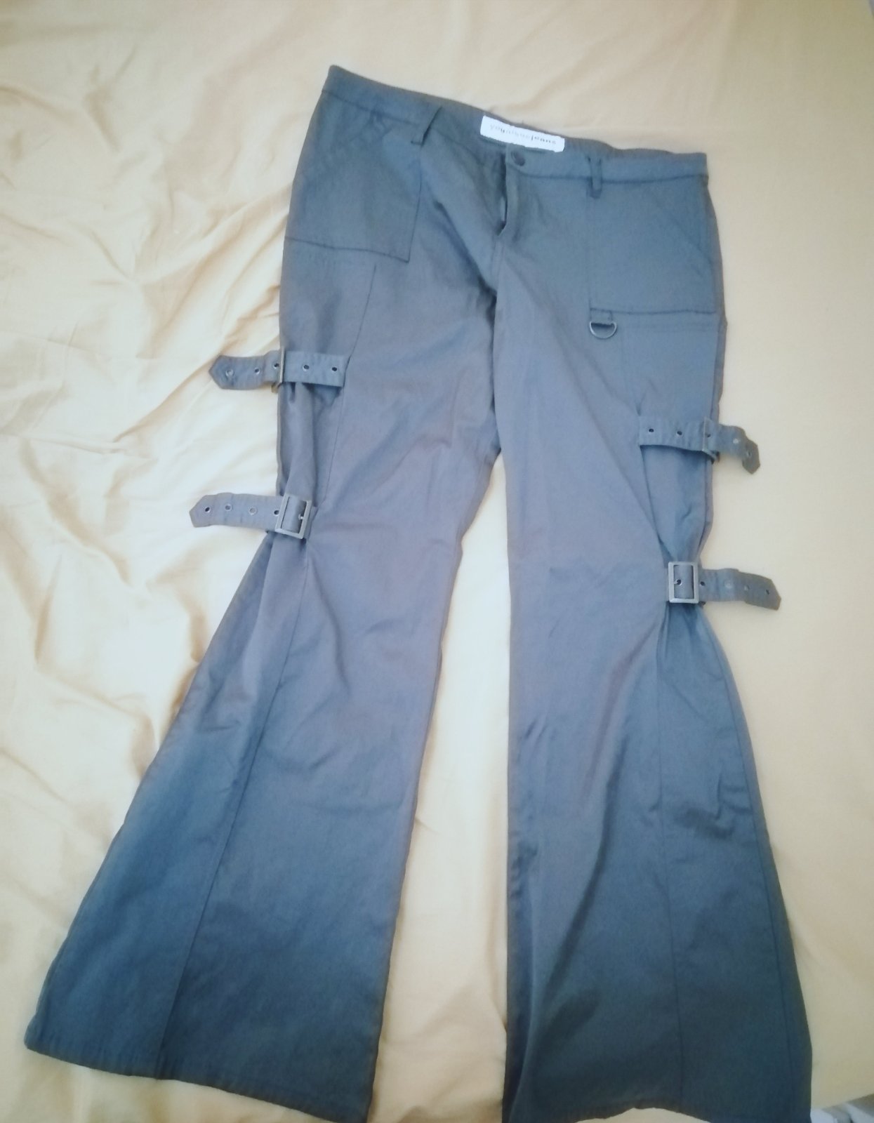 Y2k style buckled flared pants
