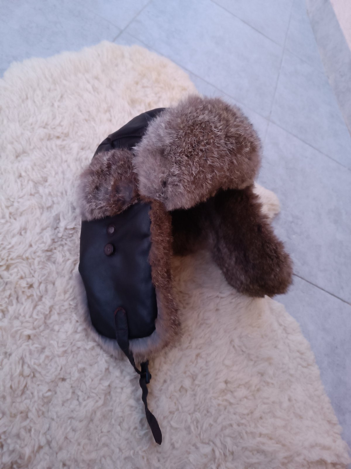 Leather trapper hat 