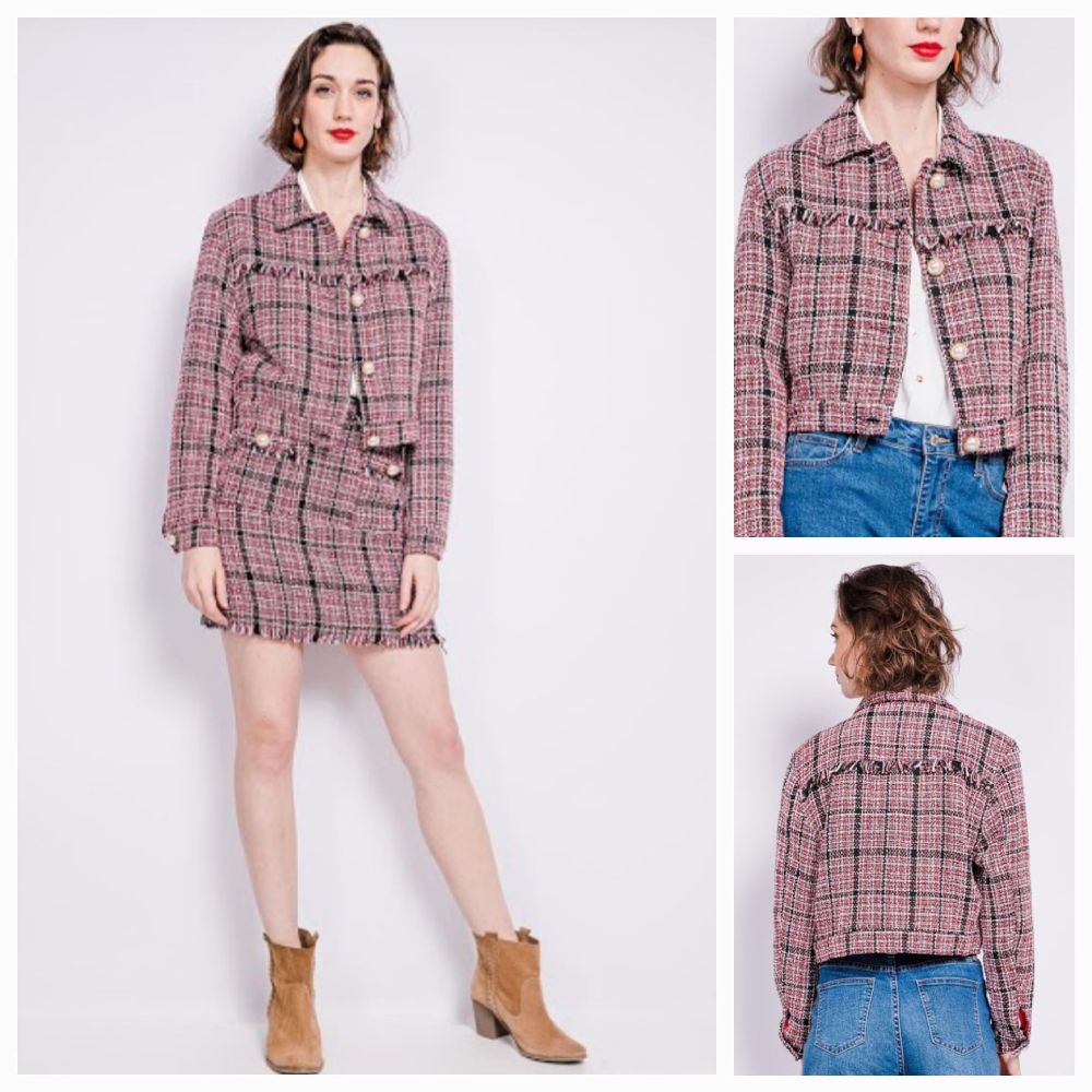 Tweed jacket frange Elli white paris