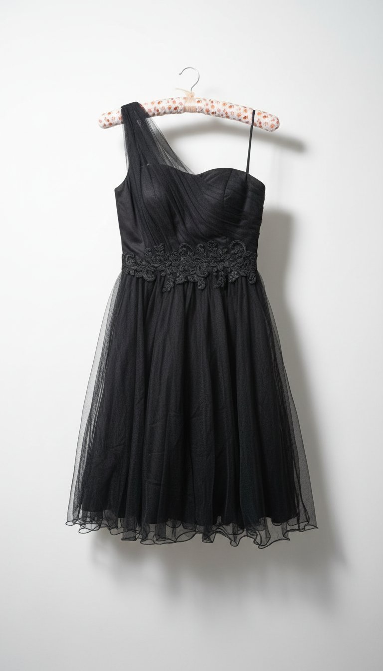 ✨ Robe soirée asymétrique en tulle et dentelle ✨