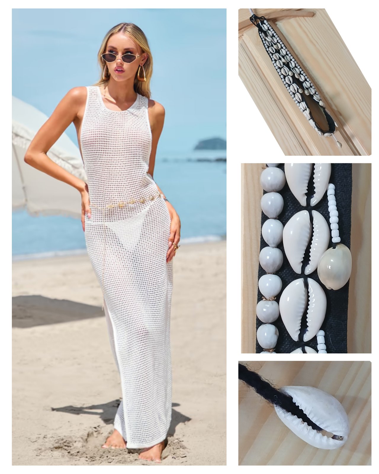  bleeech flous + Loooooooot M maxi cover up blanc yo999tel +vintage ceinture coquille 🐚 