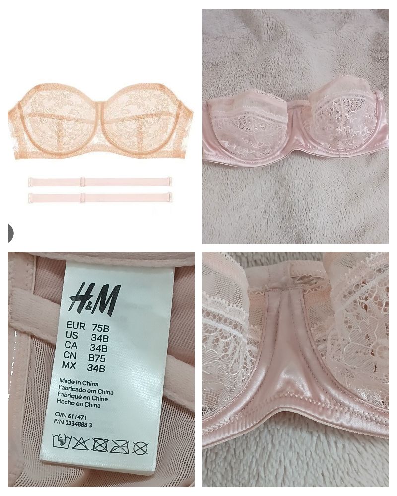 Soutien sans armatures satiné en dentelle H&M taille M - 75B