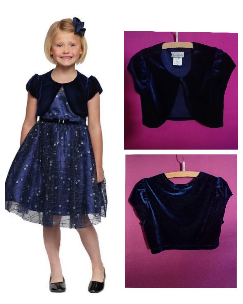 Bolero bleu pétrole de la marque jona michelle  en velour fille de 11 à 12 ans 