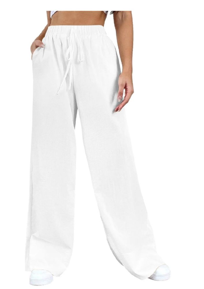 -20% Pantalon blanc de la marque Crane, en 100 % polyester, très très léger et fluide. Tissu fin et agréable à porter, idéal pour l’été ou pour un look décontracté et confortable.