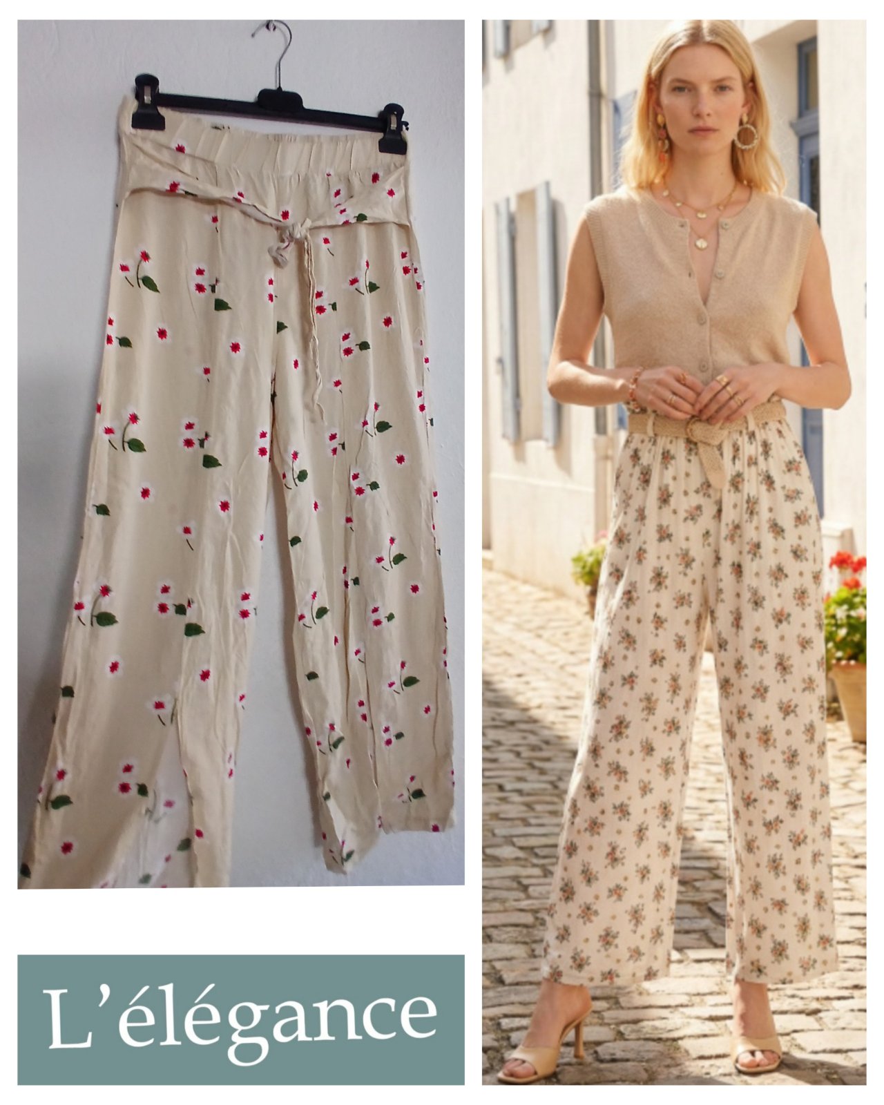 Elegant pontalon d'été trés à la mode chic légère moderne et classe noté taille XL mais il est taille 38 / M sûre et certaine 