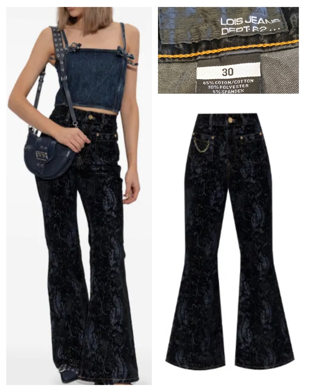 LOIS JEANS pontalon taille haute en dain taille 38 / M s'adapte à une silhouette moyenne ou courte 