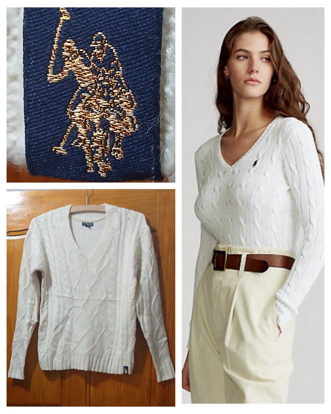  Original Pull Crochet RALPH LAUREN taille S / 36 Nude clair
