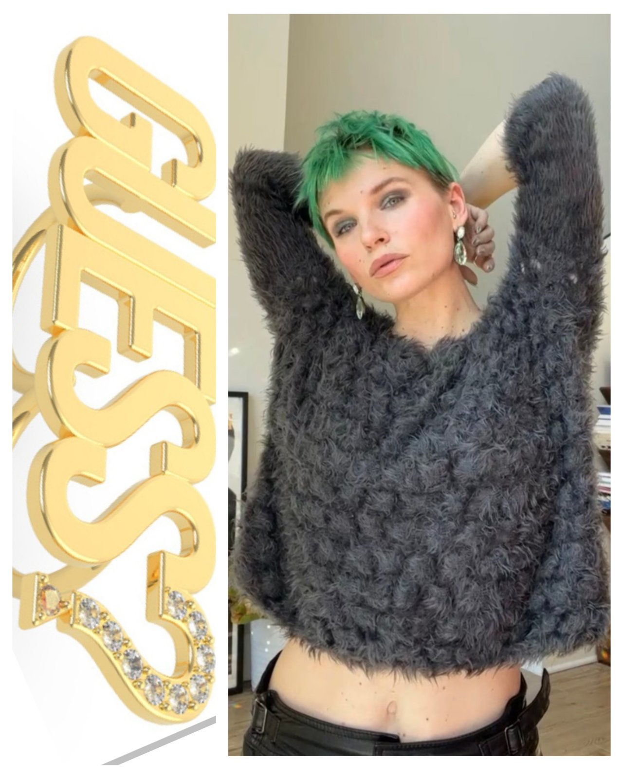 Neuf Pull court guess tricot pelucheux authentique taille  38 