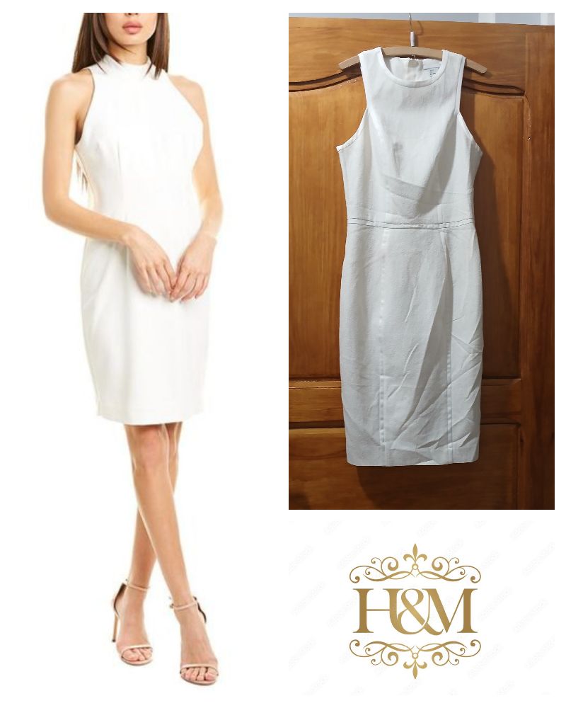 H&M robe soirée d'Hiver blanc sale taille XS -34