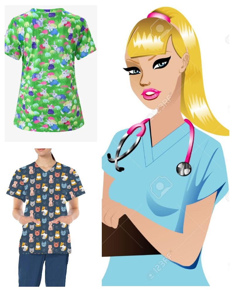  🌸 Blouse médicale imprimée
