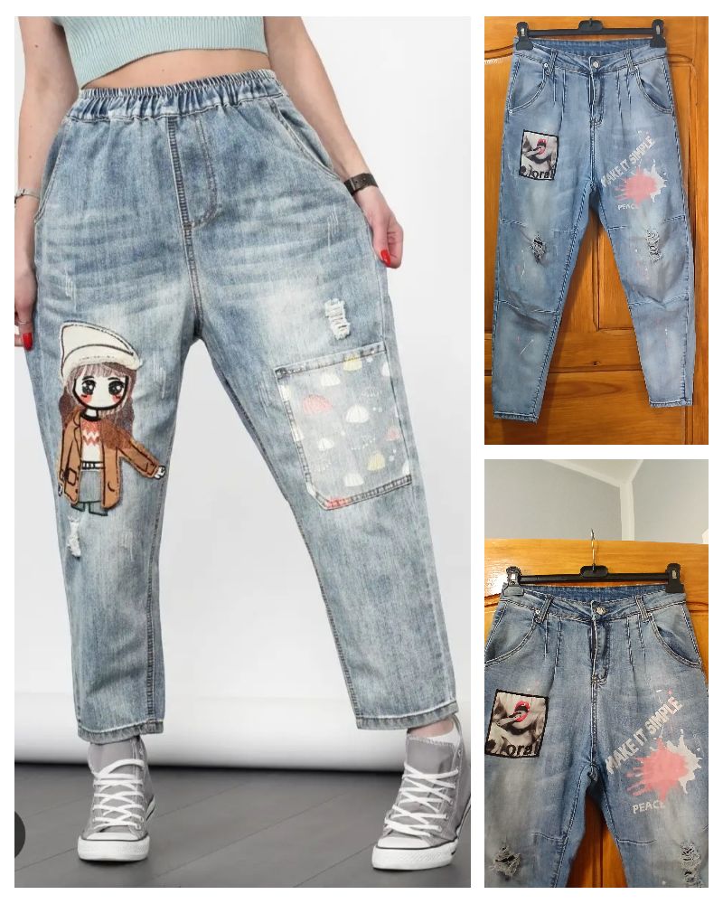  😻 djean mom à motif dessin taille M/ 38💖🩷