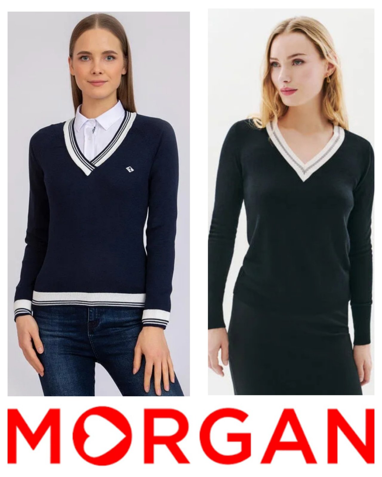 💛🩷🩵 V Neck Morgan avec motifs effet brillant en doré 💜💚 taille M - 38 🩷