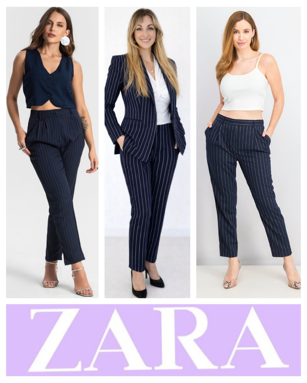 Haute qualité Zara women pontalon rayé élégant tissu épais 