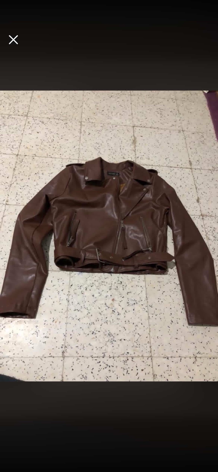 Veste cuir couleur marron chocolat 