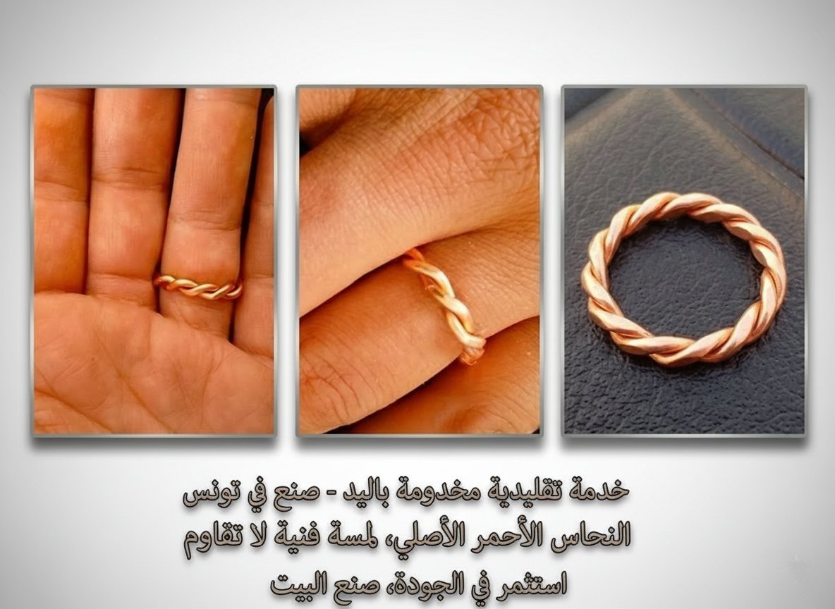 Bague Artisanale en Cuivre Rouge - Fait Main 