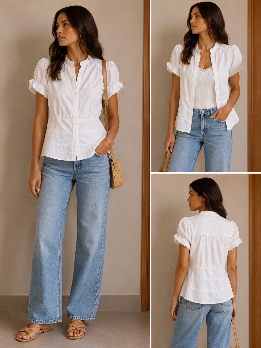 Chemise blanche à manches bouffantes