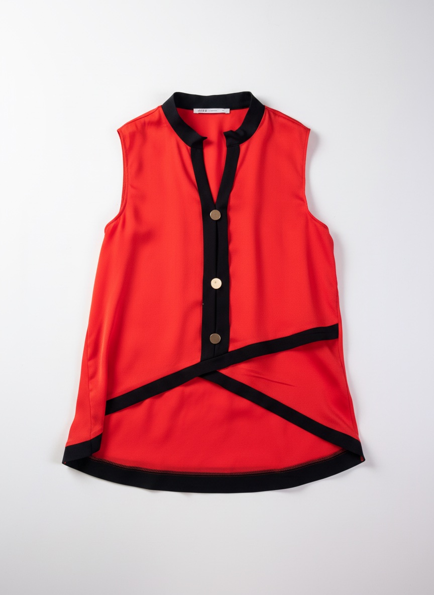     Top rouge asymétrique chic