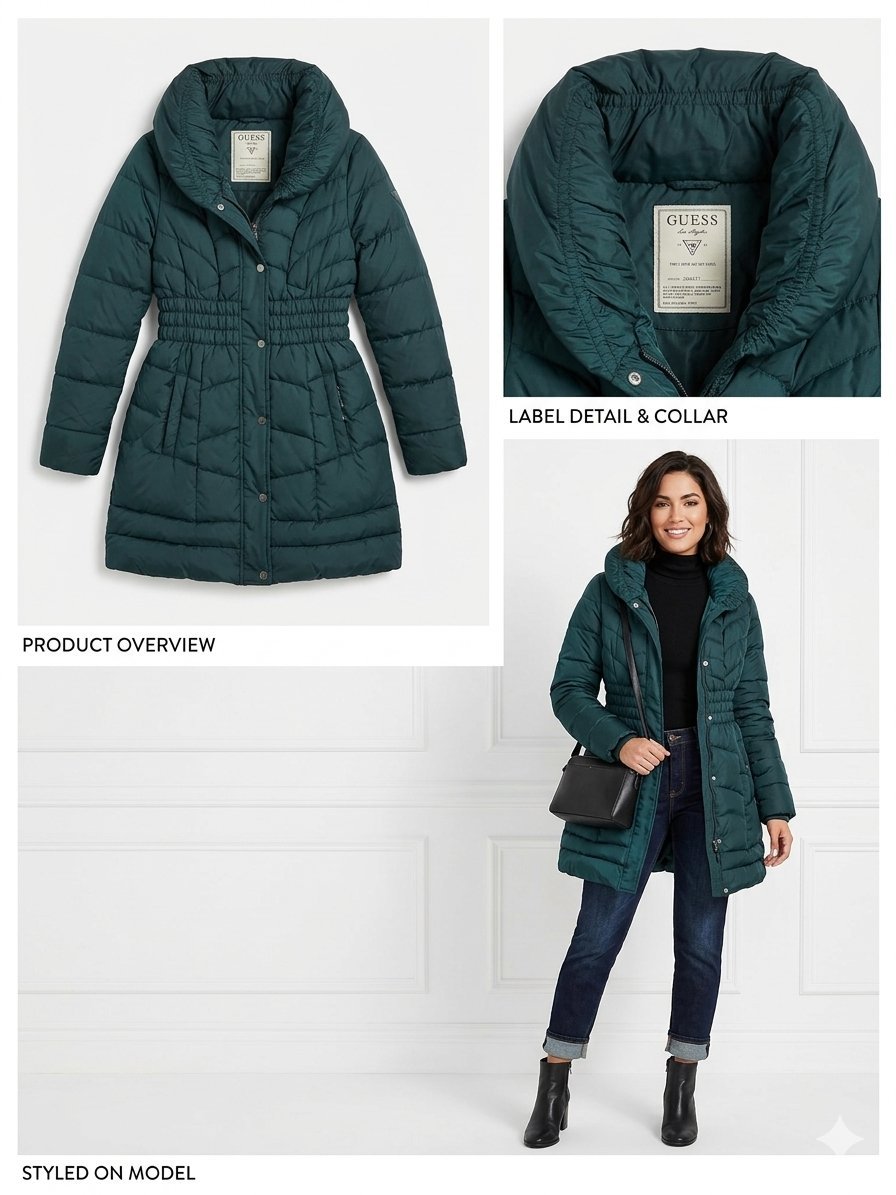 Manteau vert de la marque guess