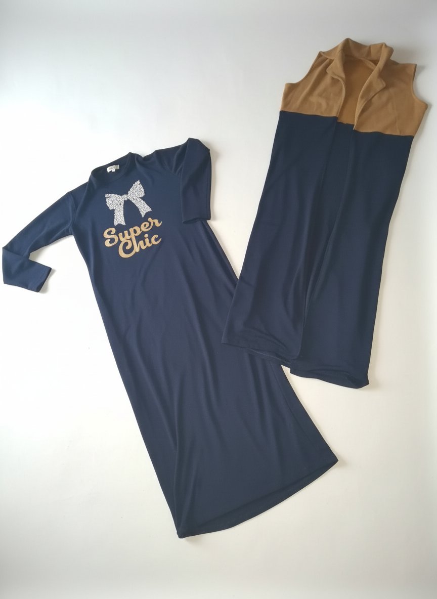 Robe d'été, printemps longue avec son gilet 