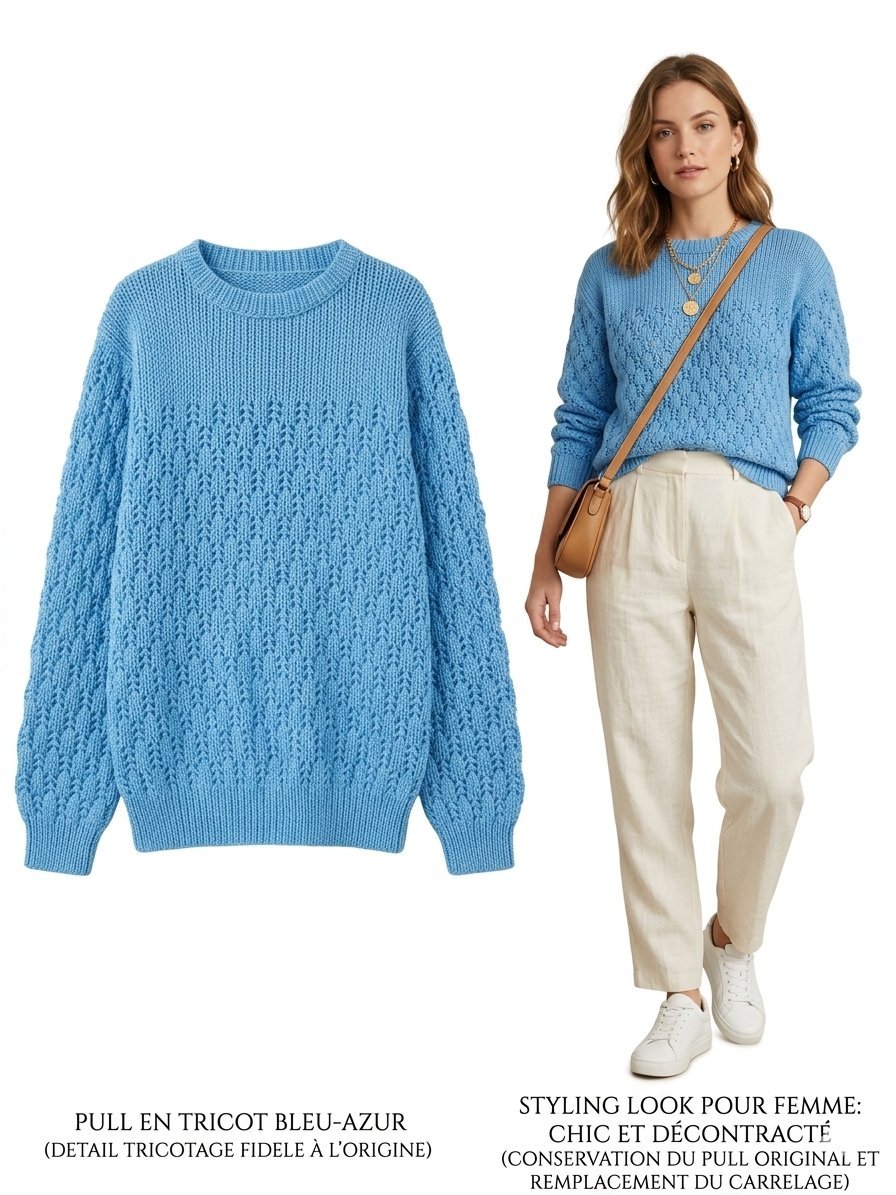 Pull en bleu sur taille (souf) pour les filles